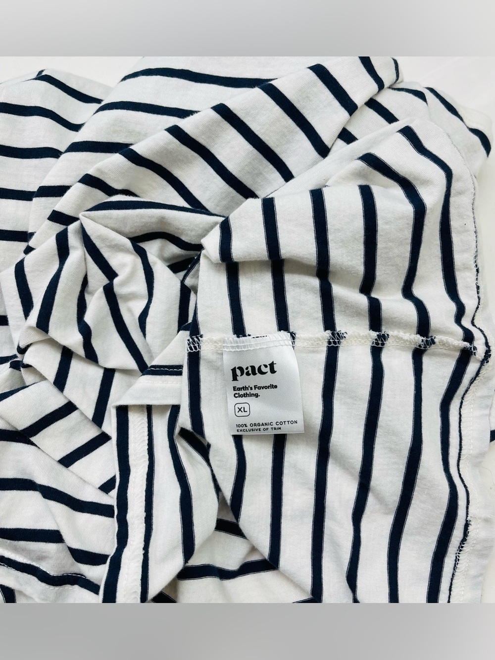PACT Organic Cotton Softspun High Neck Tank Top Navy & White Sailor Stripes XL - Picture 4 of 4